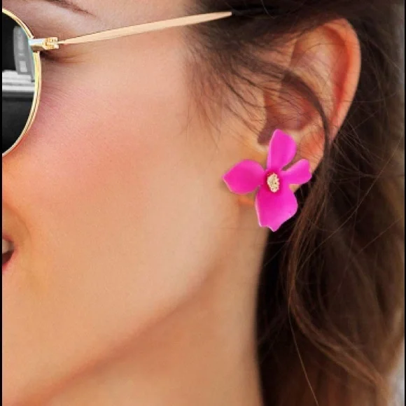 Boho Flower Stud Earrings - Picture 7 of 11